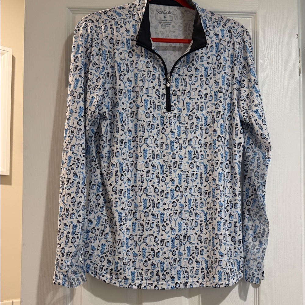 Women’s White & Blue Printed Quarter-Zip Pullover - Picture 3 of 10